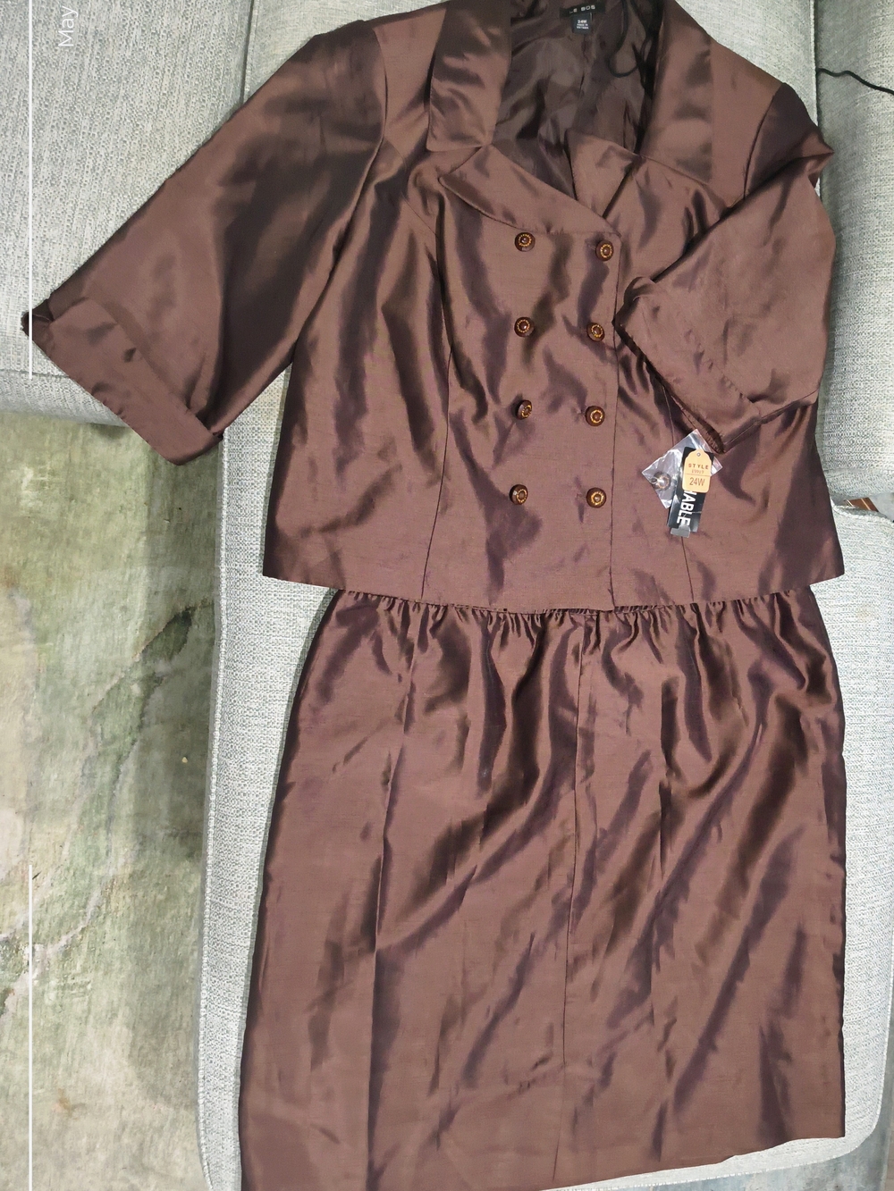 Women's Brown Satin Skirt Set